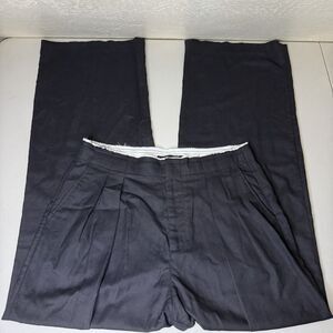 MNG by Mango Black Pleated Trouser Pants Womens 8 Contrast Trim Wide Leg Hi Rise